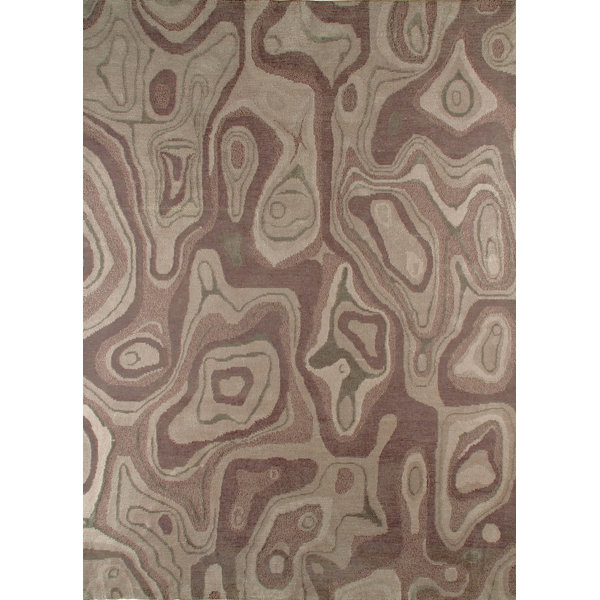 Orren Ellis Gertie Abstract Hand Knotted Wool Gray/Brown Area Rug Wayfair